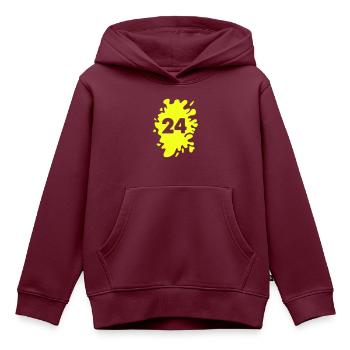 klecks 24 - Kinder Premium Organic Hoodie - Burgunderrot - Vorne - AI Model Kid Female (0cm)
