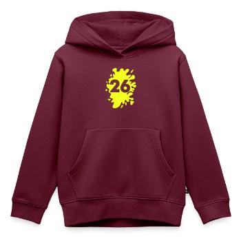 Klecks 26 - Kinder Premium Organic Hoodie - Burgunderrot - Vorne - AI Model Kid Female (0cm)
