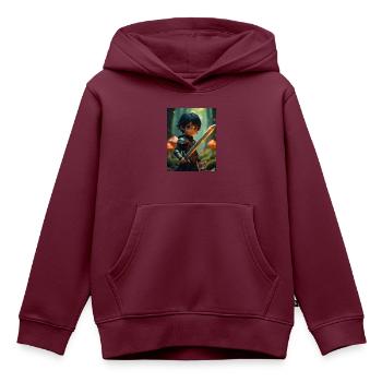 Kinderkleidung - Kinder Premium Organic Hoodie - Burgunderrot - Vorne - AI Model Kid Female (0cm)
