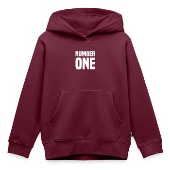 Number One - Kinder Premium Organic Hoodie - Burgunderrot - Vorne - AI Model Kid Female (0cm)