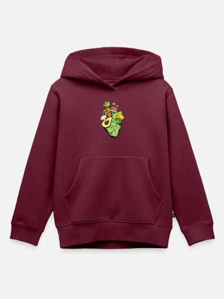 Veganes Herz - Kinder Premium Organic Hoodie - Burgunderrot