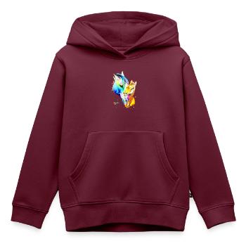 Stute und ihr Fohlen - Kinder Premium Organic Hoodie - Burgunderrot - Vorne - AI Model Kid Female (0cm)