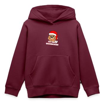Comicstyle Pudelmotiv - Weihnachten ohne mich - Kinder Premium Organic Hoodie - Burgunderrot - Vorne - AI Model Kid Female (0cm)