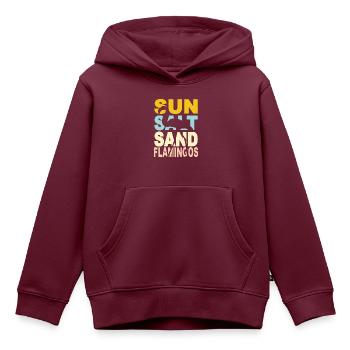 SUN SALT SAND Flamingos - Kinder Premium Organic Hoodie - Burgunderrot - Vorne - AI Model Kid Female (0cm)