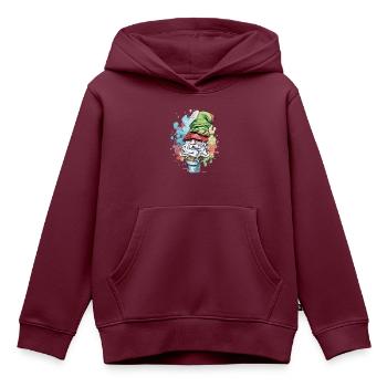 Elf in der Eiswaffel - Kinder Premium Organic Hoodie - Burgunderrot - Vorne - AI Model Kid Female (0cm)