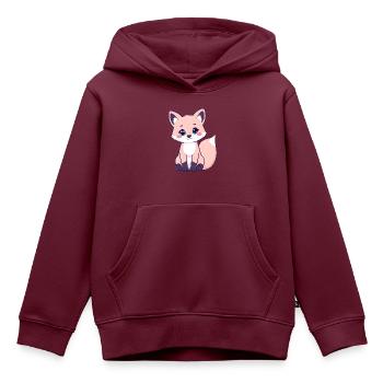 Neugieriger roter getigerter Fuchs mit auffälligen rosa Wangen - Kinder Premium Organic Hoodie - Burgunderrot - Vorne - AI Model Kid Female (0cm)
