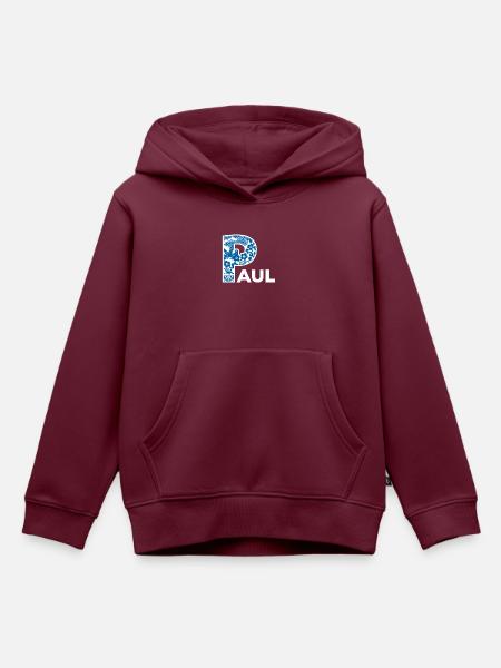 Paul - Kinder Premium Organic Hoodie - Burgunderrot