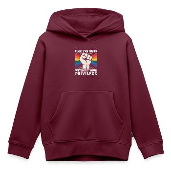 Ohne Ihre Privilegien LGBTQ-Rechte - Kinder Premium Organic Hoodie - Burgunderrot - Vorne - AI Model Kid Female (0cm)