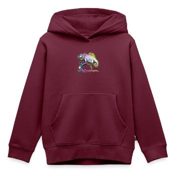Chamäleon mit Stift - Kinder Premium Organic Hoodie - Burgunderrot - Vorne - AI Model Kid Female (0cm)