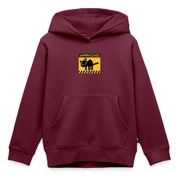Warnung gefährliche Katze - Kinder Premium Organic Hoodie - Burgunderrot - Vorne - AI Model Kid Female (0cm)