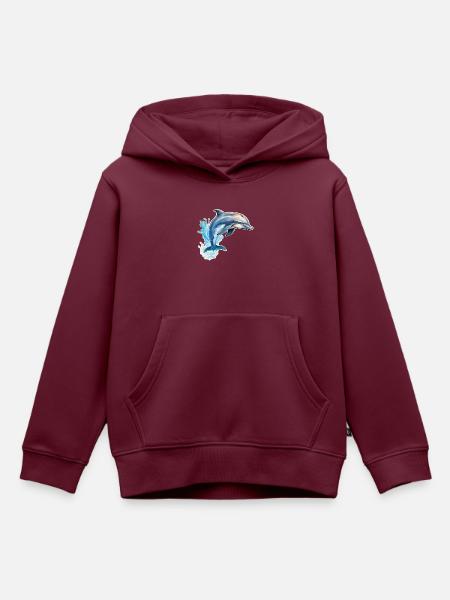 Delfin springend - Kinder Premium Organic Hoodie - Burgunderrot