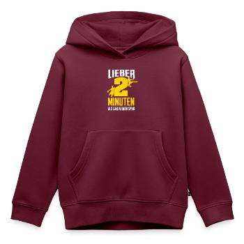 Lieber 2 Minuten als gar keinen Spaß - Kinder Premium Organic Hoodie - Burgunderrot - Vorne - AI Model Kid Female (0cm)