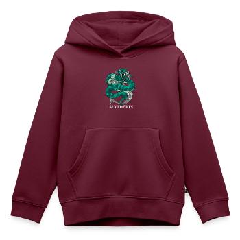 Harry Potter Slytherin Wappen monochrom - Kinder Premium Organic Hoodie - Burgunderrot - Vorne - AI Model Kid Female (0cm)