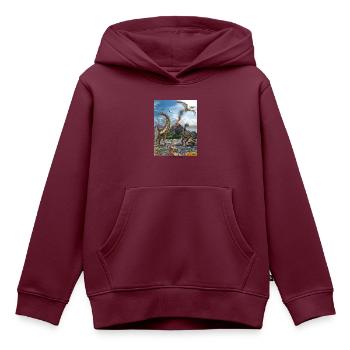 T-Rex World Dinosaurier Vor 85 Millionen Jahren - Kinder Premium Organic Hoodie - Burgunderrot - Vorne - AI Model Kid Female (0cm)