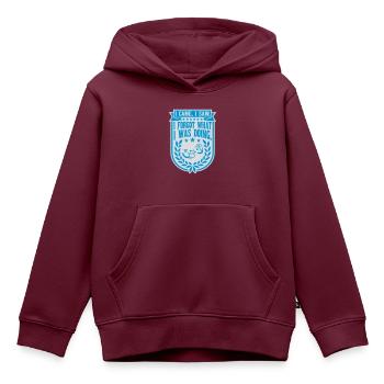 I came saw forget - Kinder Premium Organic Hoodie - Burgunderrot - Vorne - AI Model Kid Female (0cm)