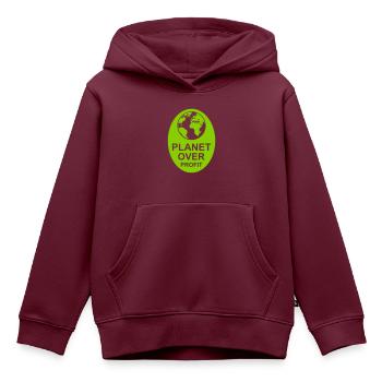 planet over profit Zitat - Kinder Premium Organic Hoodie - Burgunderrot - Vorne - AI Model Kid Female (0cm)
