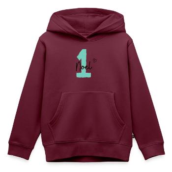 Noel eins - Kinder Premium Organic Hoodie - Burgunderrot - Vorne - AI Model Kid Female (0cm)