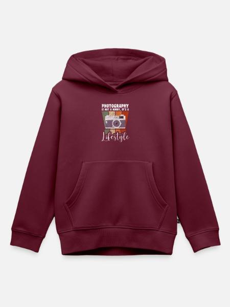 Fotograf Bild Digitalkamera - Kinder Premium Organic Hoodie - Burgunderrot
