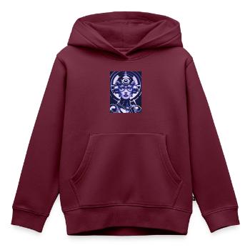 CYBORG DIVAMANIA - Kinder Premium Organic Hoodie - Burgunderrot - Vorne - AI Model Kid Female (0cm)