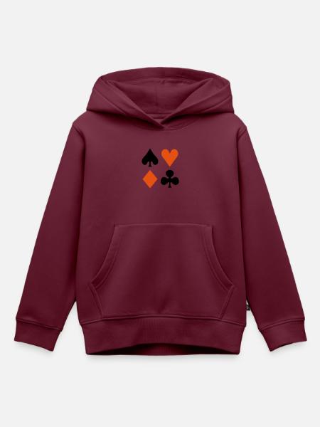 Poker - Kinder Premium Organic Hoodie - Burgunderrot