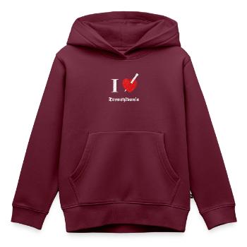 I love Transylvania (white, dd print) - Kinder Premium Organic Hoodie - Burgunderrot - Vorne - AI Model Kid Female (0cm)