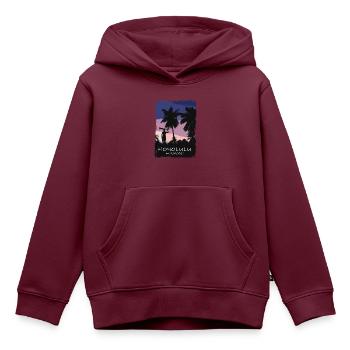 Honolulu - Hawaii - Beach - Surfing - Surfer - Kinder Premium Organic Hoodie - Burgunderrot - Vorne - AI Model Kid Female (0cm)