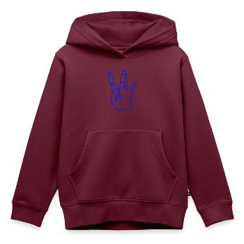 hand westside - Kinder Premium Organic Hoodie - Burgunderrot - Vorne - AI Model Kid Female (0cm)