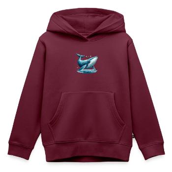 Niedlicher Wal im Polygon-Stil mit Luftblasen - Kinder Premium Organic Hoodie - Burgunderrot - Vorne - AI Model Kid Female (0cm)