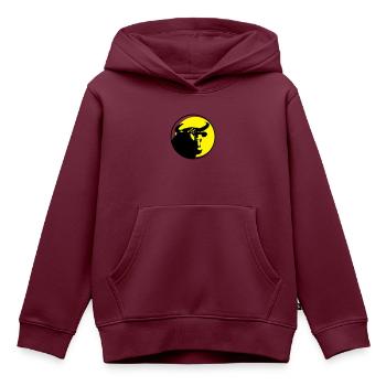 stier - Kinder Premium Organic Hoodie - Burgunderrot - Vorne - AI Model Kid Female (0cm)