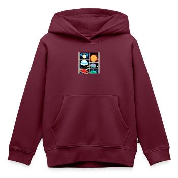 Planeten im Weltraum-Comic-Stil - Kinder Premium Organic Hoodie - Burgunderrot - Vorne - AI Model Kid Female (0cm)