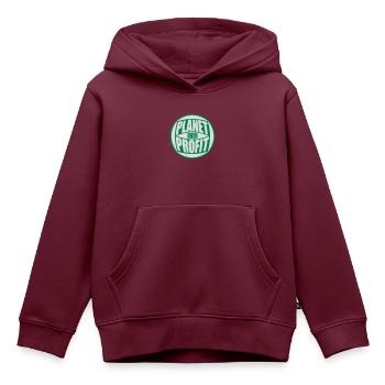 planet over profit Zitat - Kinder Premium Organic Hoodie - Burgunderrot - Vorne - AI Model Kid Female (0cm)
