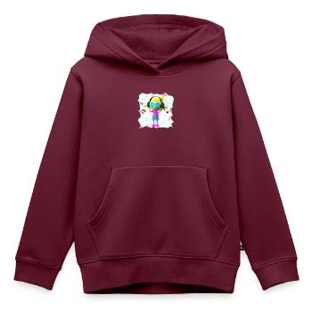 LUSTIGE MUSIK ILLUSTRATION MÄDCHEN 6 - Kinder Premium Organic Hoodie - Burgunderrot - Vorne - AI Model Kid Female (0cm)