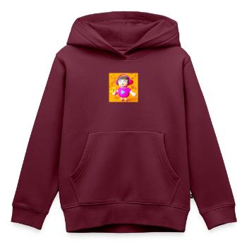 LUSTIGE MUSIK 5 - Kinder Premium Organic Hoodie - Burgunderrot - Vorne - AI Model Kid Female (0cm)