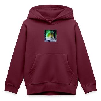 JD Star Artwork No.4 - Kinder Premium Organic Hoodie - Burgunderrot - Vorne - AI Model Kid Female (0cm)