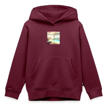 Ein sonnendurchfluteter Lounge-Bereich digital art - Kinder Premium Organic Hoodie - Burgunderrot - Vorne - AI Model Kid Female (0cm)