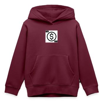 Investieren mit Stil: Dollarzeichen-Motiv - Kinder Premium Organic Hoodie - Burgunderrot - Vorne - AI Model Kid Female (0cm)