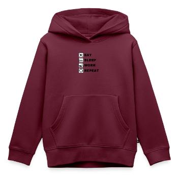 Eat Sleep Work Repeat - Kinder Premium Organic Hoodie - Burgunderrot - Vorne - AI Model Kid Female (0cm)