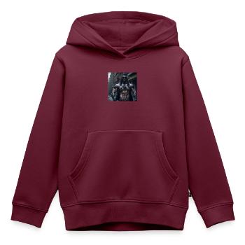 Future Cyberpunkt Warrior - Kinder Premium Organic Hoodie - Burgunderrot - Vorne - AI Model Kid Female (0cm)