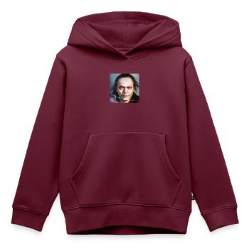 Joe - Kinder Premium Organic Hoodie - Burgunderrot - Vorne - AI Model Kid Female (0cm)