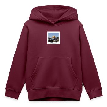 Jerusalem - Kinder Premium Organic Hoodie - Burgunderrot - Vorne - AI Model Kid Female (0cm)