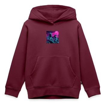 Neonfarbene stilisierte Affen - Kinder Premium Organic Hoodie - Burgunderrot - Vorne - AI Model Kid Female (0cm)