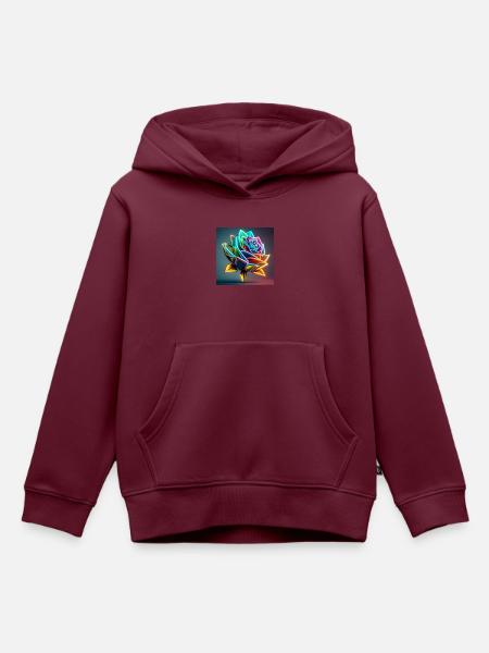 Bunte Rose - Kinder Premium Organic Hoodie - Burgunderrot