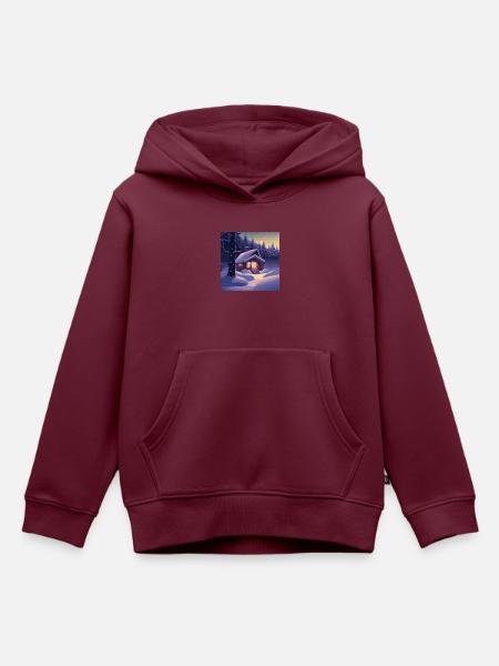 Hütte im Wald - Kinder Premium Organic Hoodie - Burgunderrot