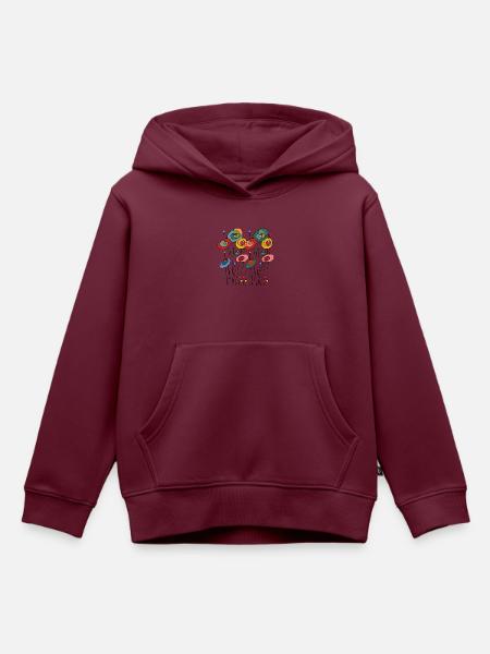 Blumen - Kinder Premium Organic Hoodie - Burgunderrot