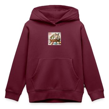 Ein süßer hase im Korb - Kinder Premium Organic Hoodie - Burgunderrot - Vorne - AI Model Kid Female (0cm)