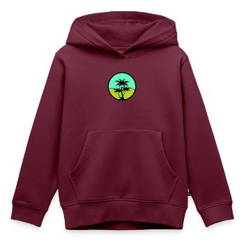 palmen - Kinder Premium Organic Hoodie - Burgunderrot - Vorne - AI Model Kid Female (0cm)