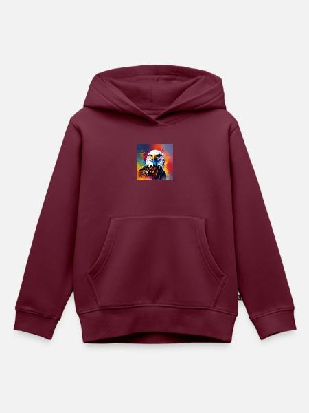 Adler farbig - Kinder Premium Organic Hoodie - Burgunderrot