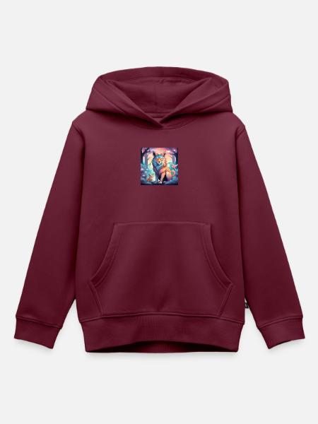 Löwe Fuchs Fabelwesen - Kinder Premium Organic Hoodie - Burgunderrot