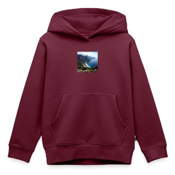 Landschaft - Kinder Premium Organic Hoodie - Burgunderrot - Vorne - AI Model Kid Female (0cm)