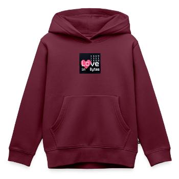 Liebe in Bytes Pixel Art - Kinder Premium Organic Hoodie - Burgunderrot - Vorne - AI Model Kid Female (0cm)